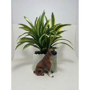 Vintage Boxer Dog Ceramic Planter Faux Bois Wood Grain Made in Japan MCM‎ Green